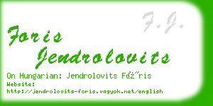 foris jendrolovits business card